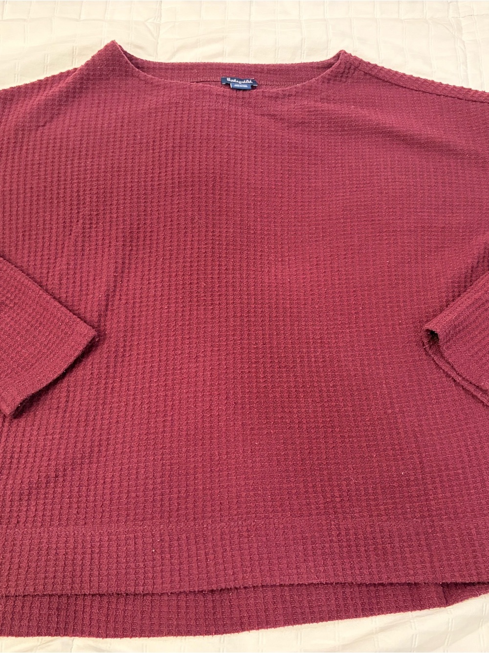 Splendid Men's Burgundy Waffle-Knit Crewneck Sweater